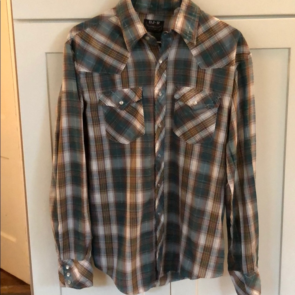 Vintage western shirt green and brown plaid